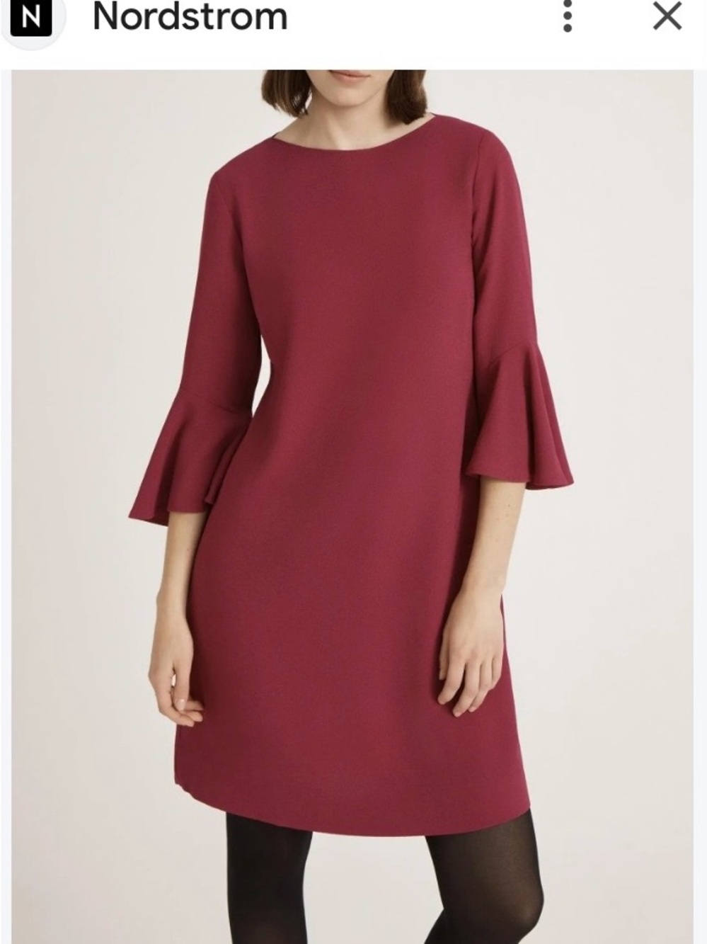 Nanette Lepore Deep Cranberry Long Sleeve Ruffle Cuff Shift Dress